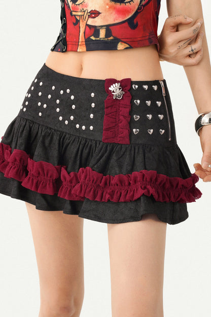 Y2K Graphic Tank Top and Rivet Tiered Skirt Set-Up