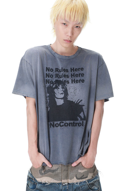 T-shirt vintage effetto consumato con stampa