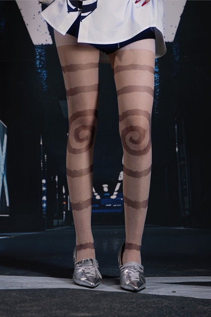 Bodystocking ultra-fin à imprimé spirale
