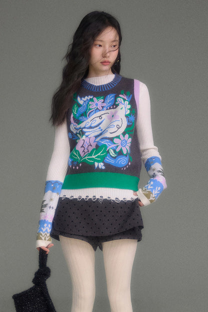 High-Waisted A-Line Polka Dot Layered-Look Skirt