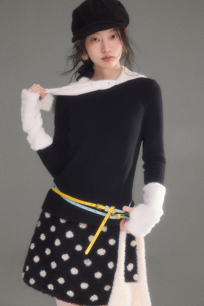 Slim Fit Plush Diagonal Lapel Knit Top