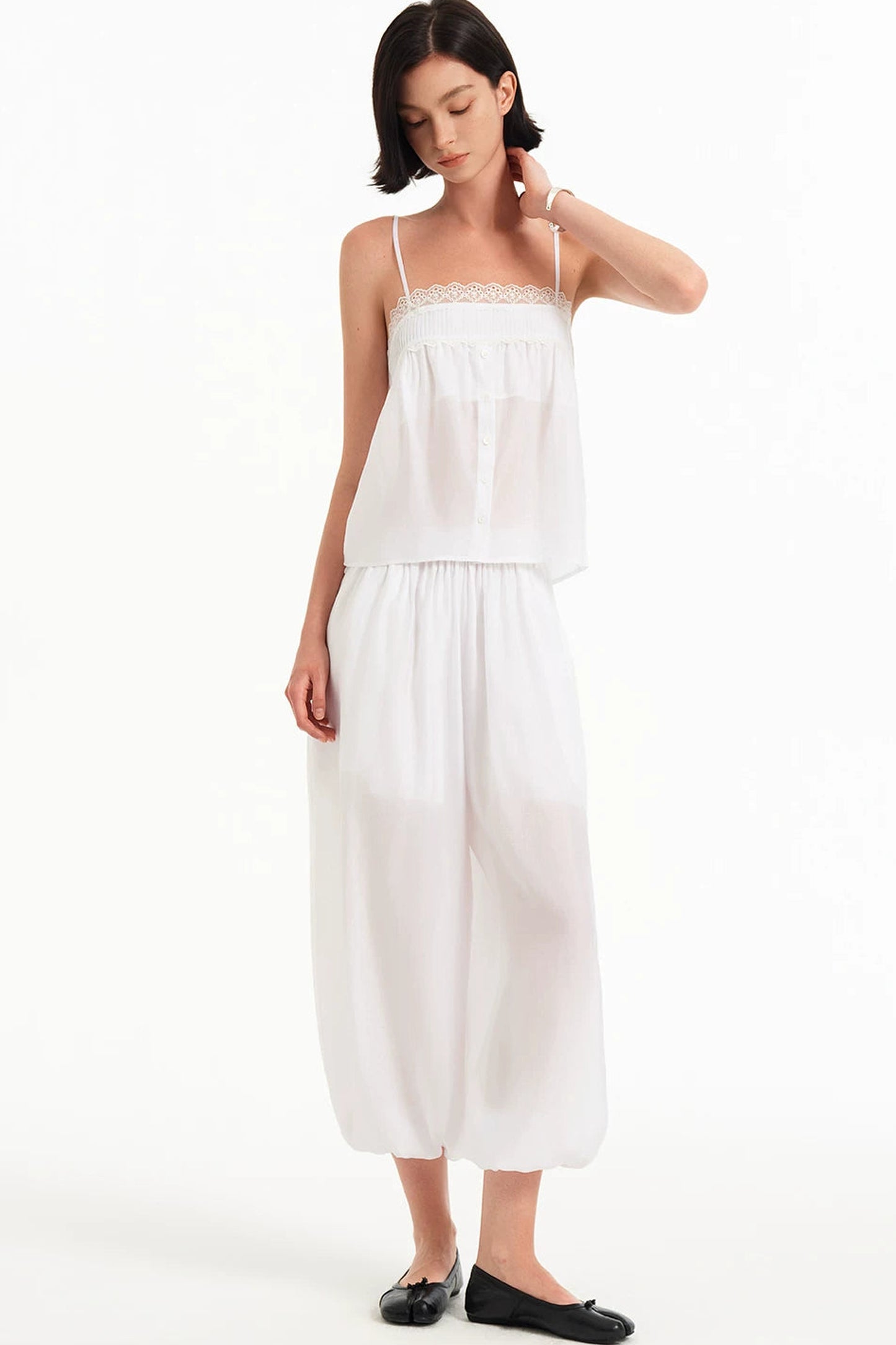 Tencel Lace-Trimmed Camisole Top Set-Up