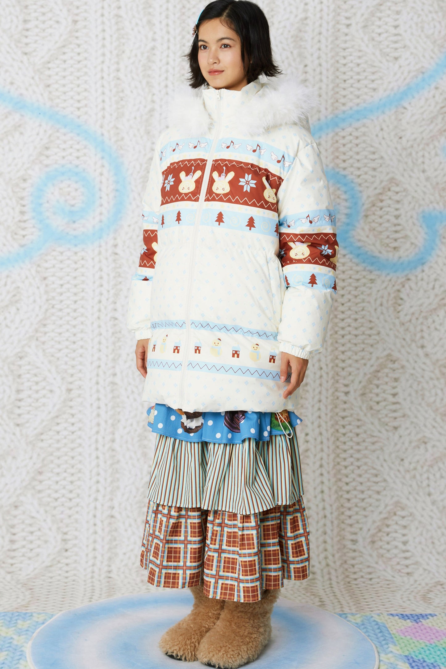 Fair Isle Hooded Down Jacket