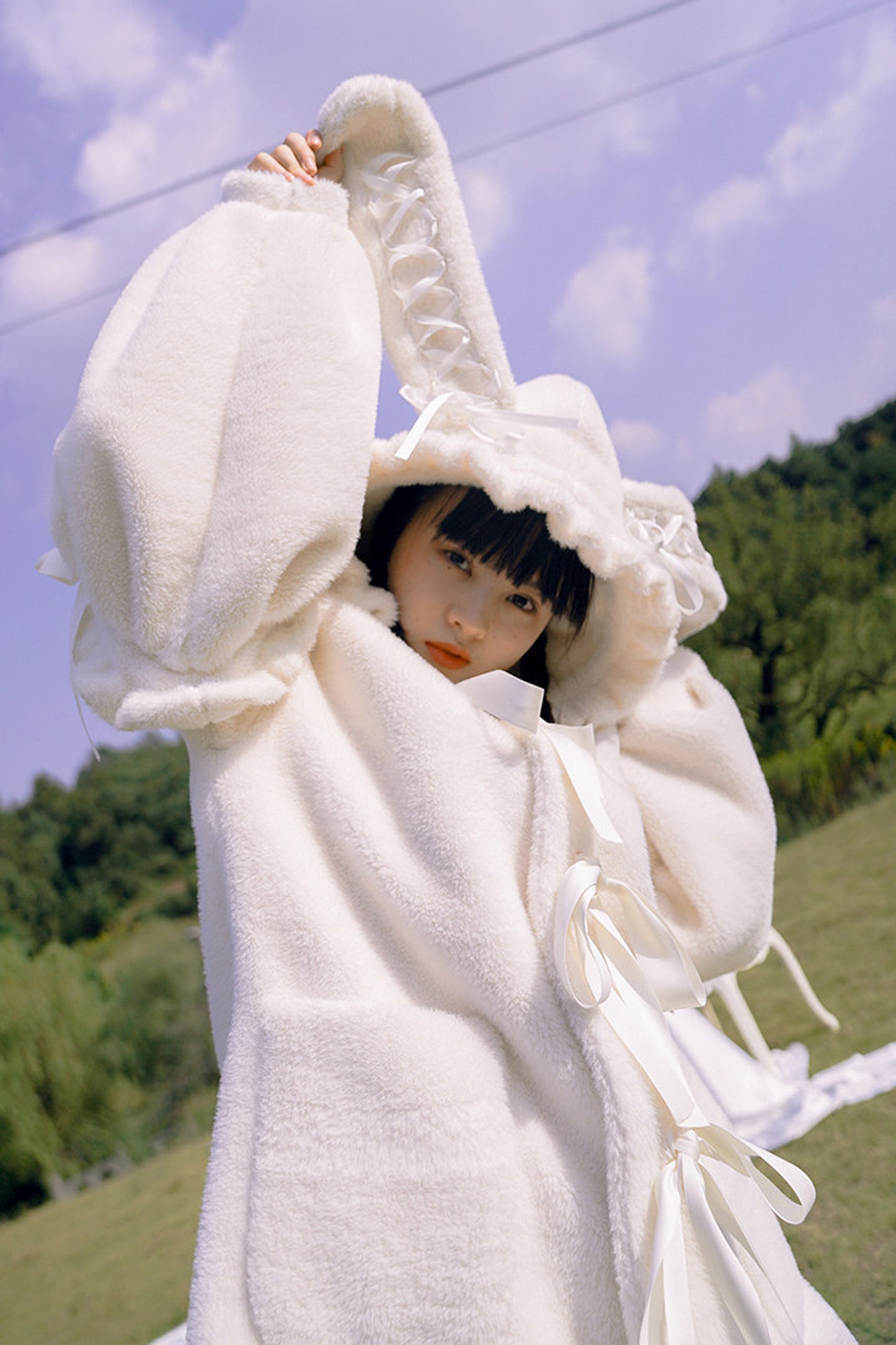 Bunny Ear Fluffy Bow Coat