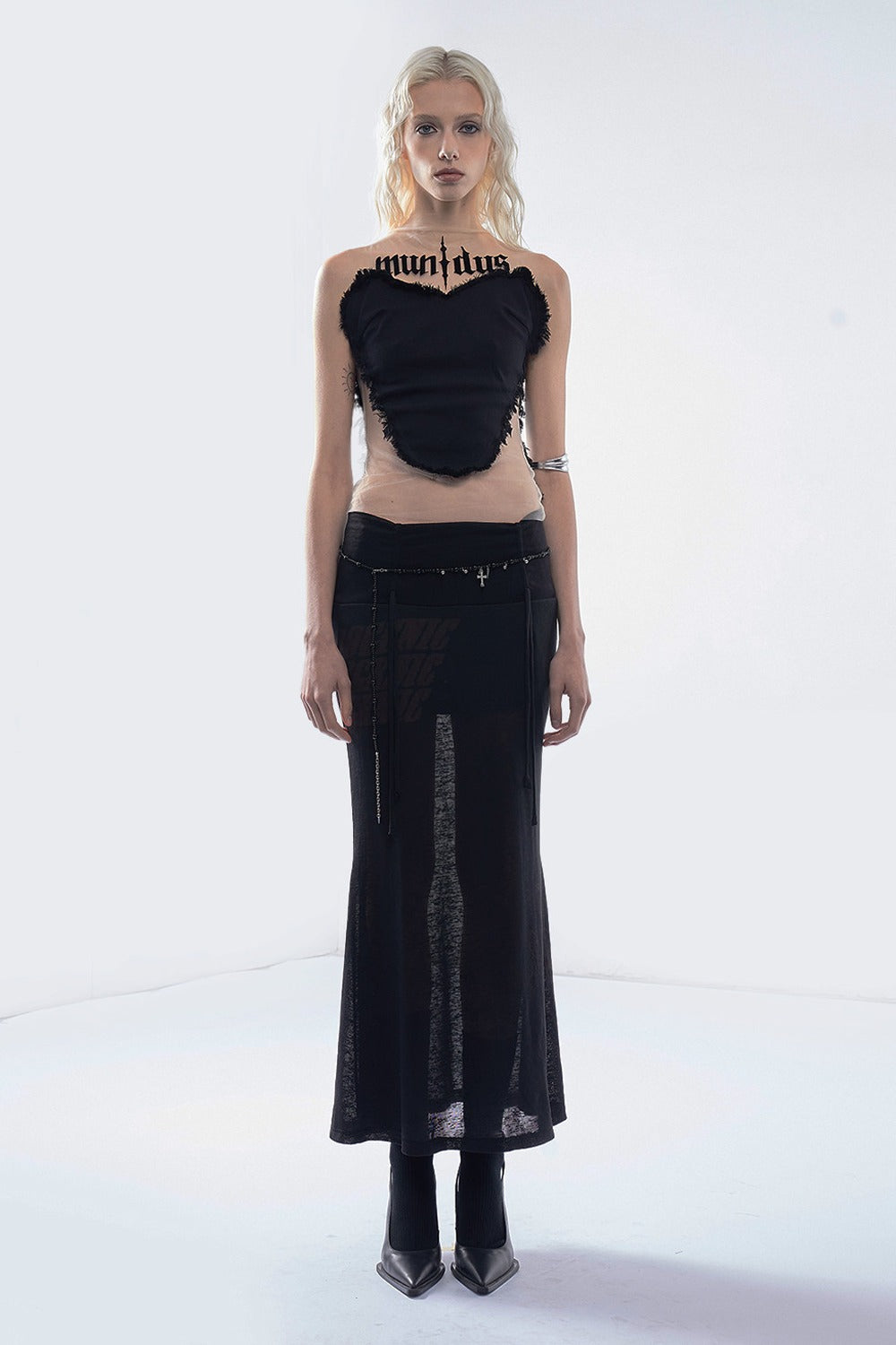Punk English Printed Tencel Fishtail Skirt