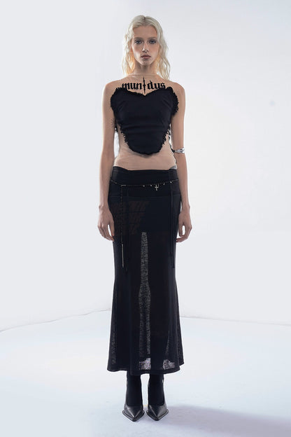 Punk English Printed Tencel Fishtail Skirt