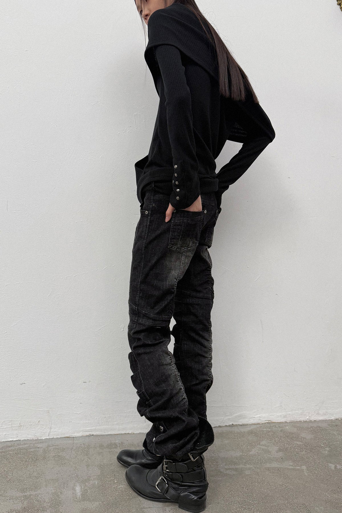 Y2K Armor Structure Straight-Leg Jeans