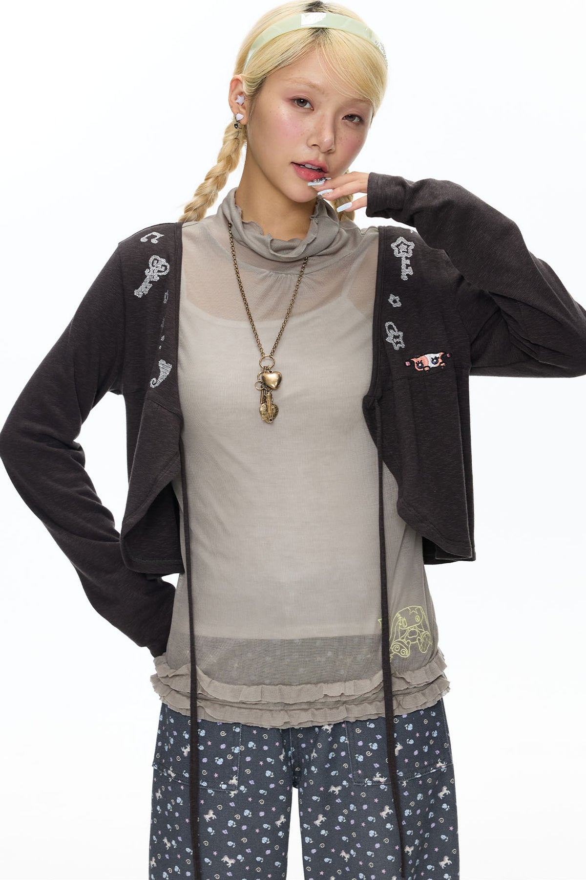 Snowflake Embroidered Cashmere Cardigan