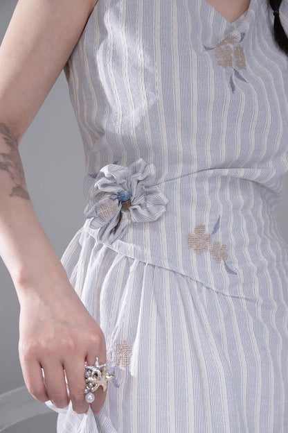 Mist Blue Striped Tank Dress