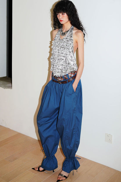 Retro Solid Color Balloon Pants