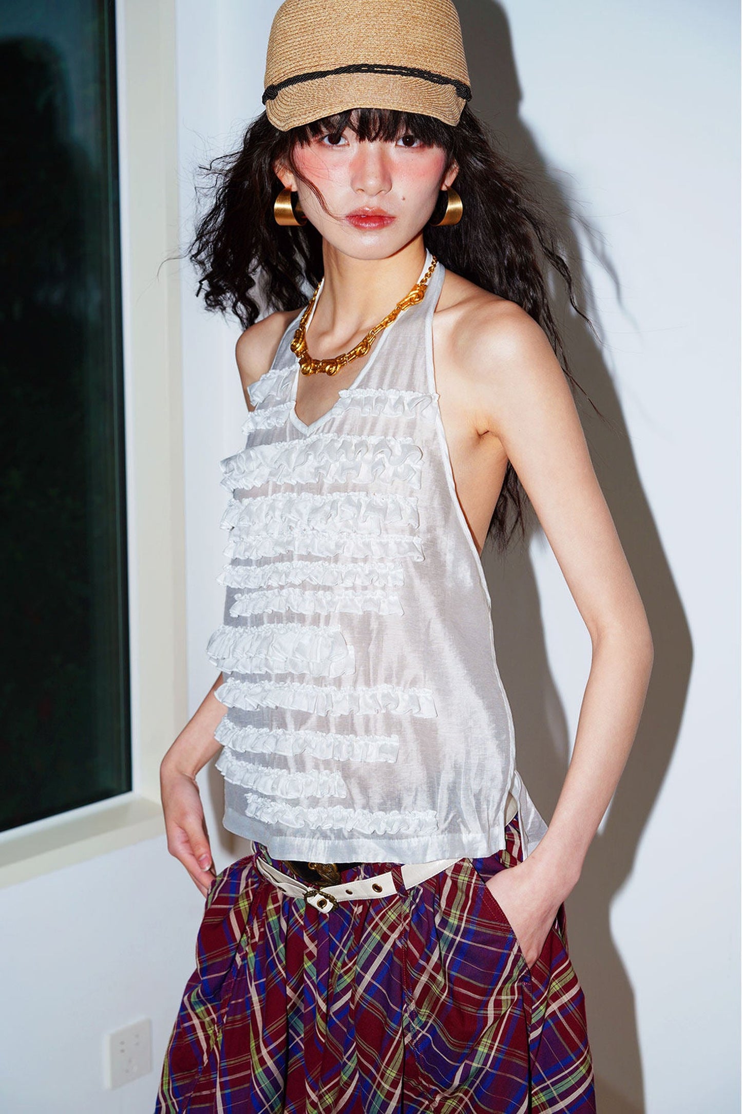 Lyocell Ruffle Halter Top