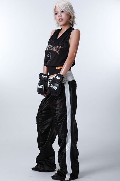 Rhinestone Pleated Boxing Pants