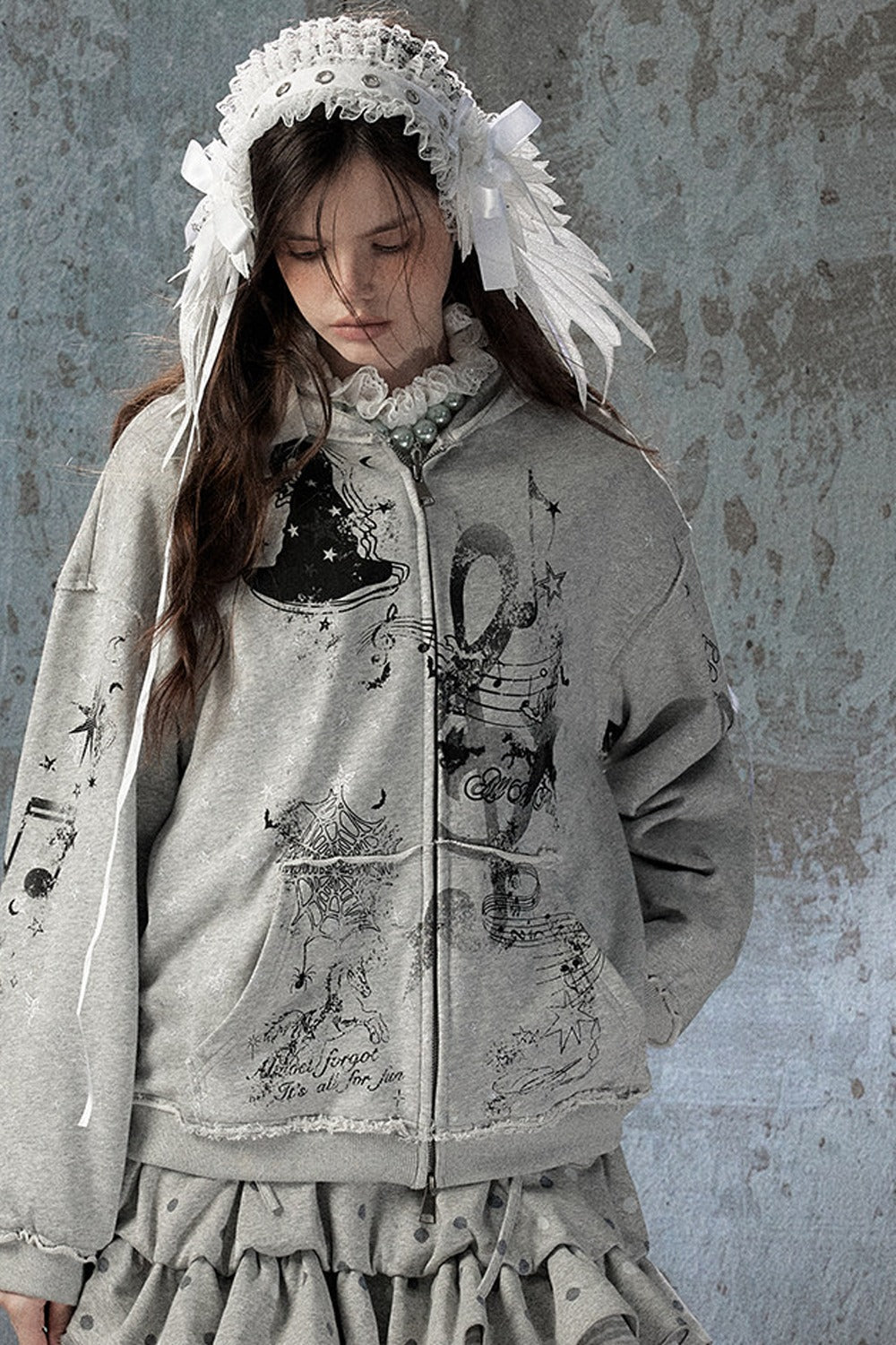 Witch Detachable Hood Zip-Up Hoodie
