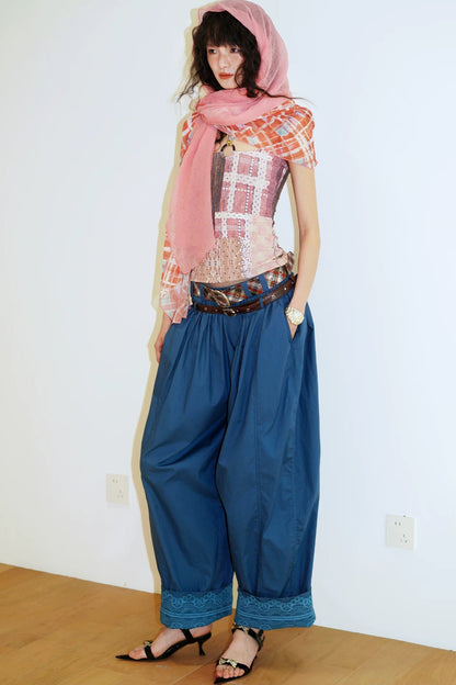 Retro Solid Color Balloon Pants