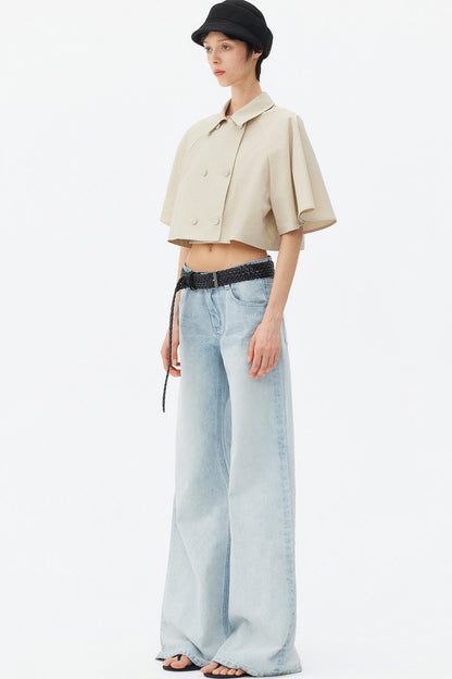 Light Blue Wide-Leg Denim Pants