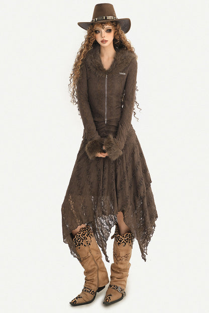 Irregular Layered Lace Skirt