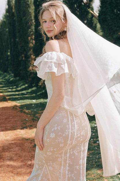 Lace French Retro Off-Shoulder Fishbone Dress