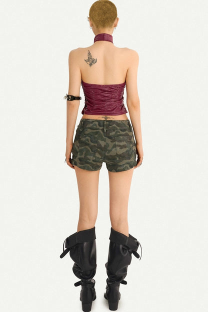 Red Halter Neck Backless Top