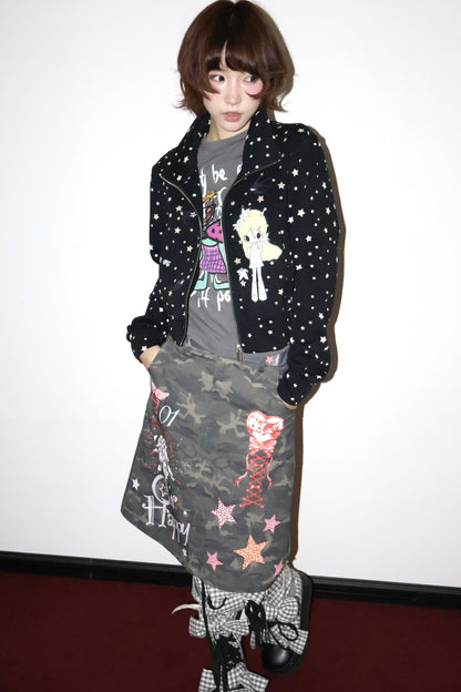 Original Illustration Short Sweatshirt Jacket