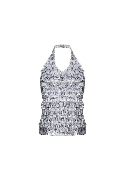 Layered Ruffle Halter Top