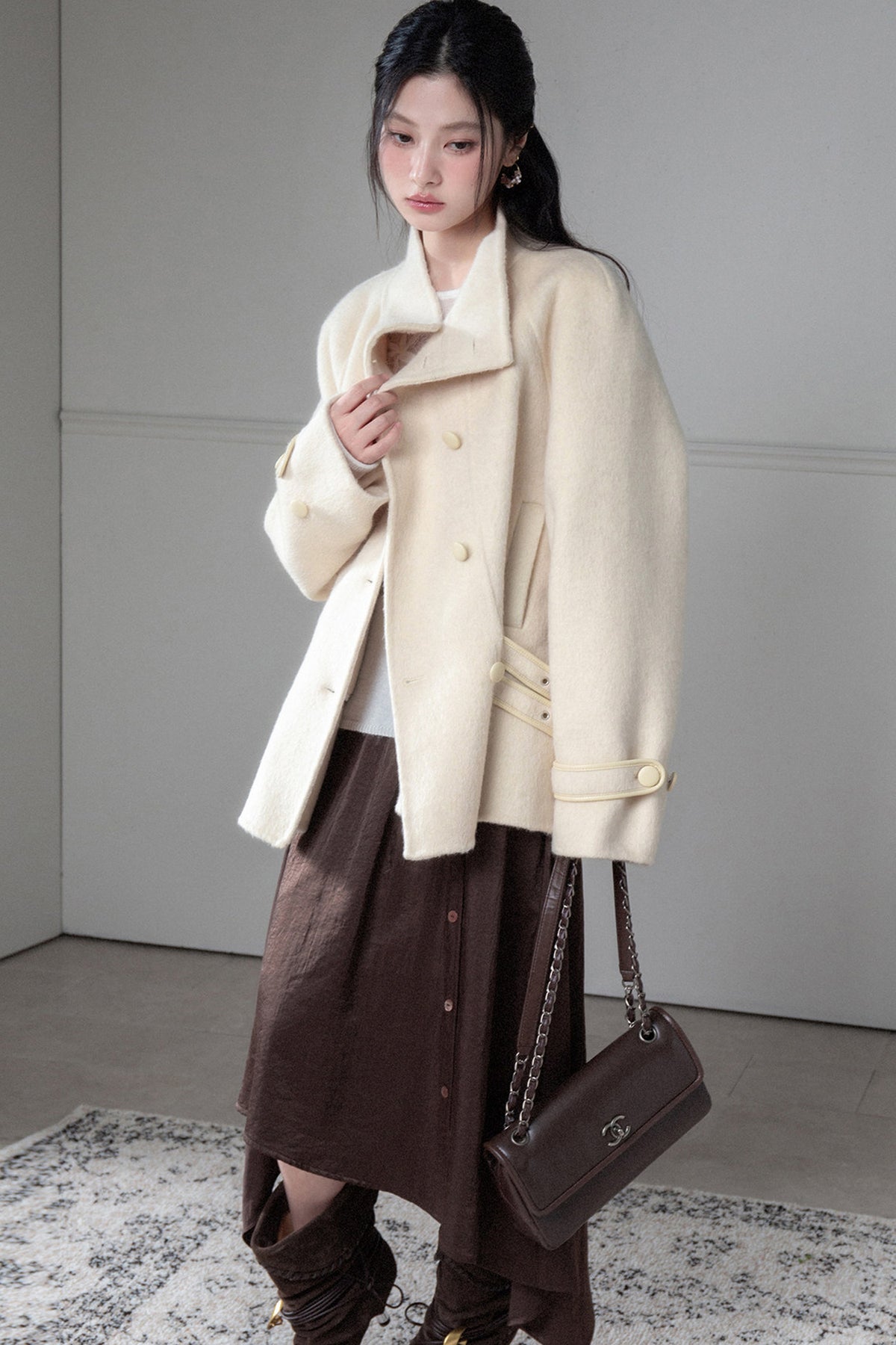 Waist Buckle Double-Sided Fabric Coat