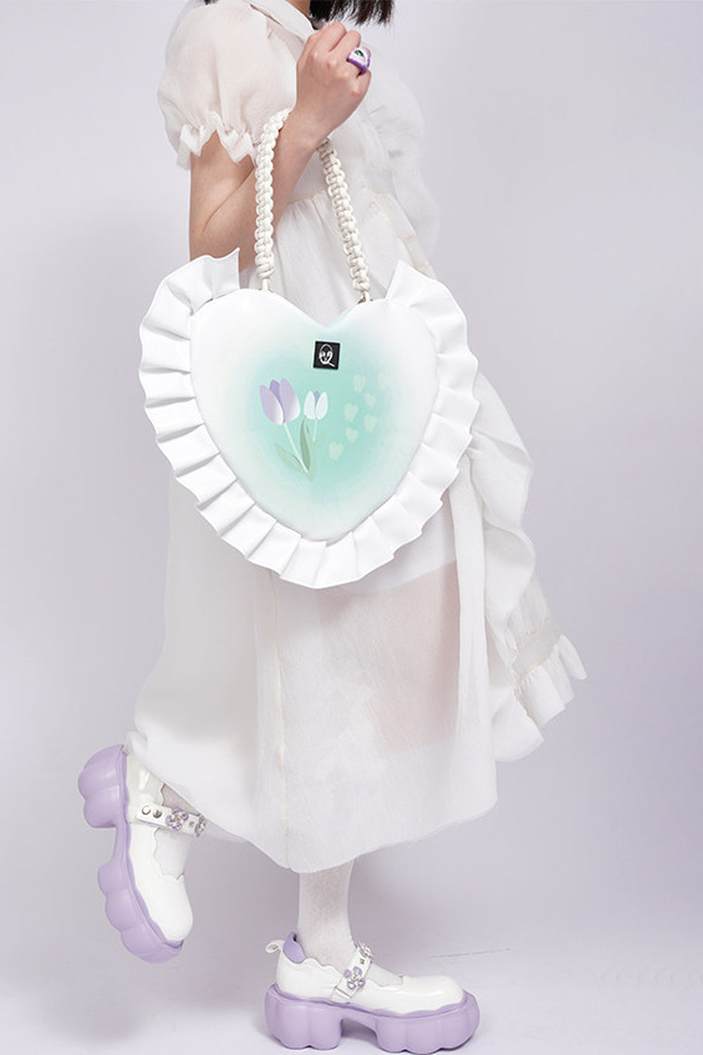 Tulip Heart Woven Crossbody Bag