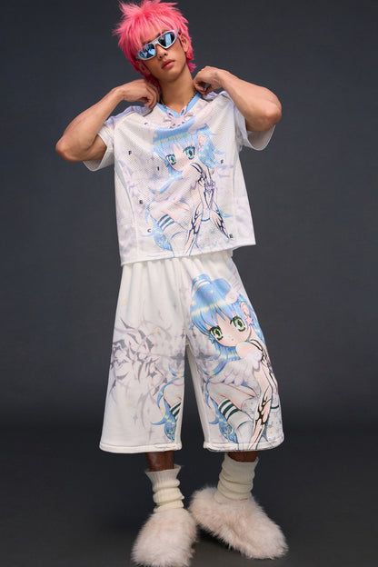 Detachable Angel Print Sweatpants