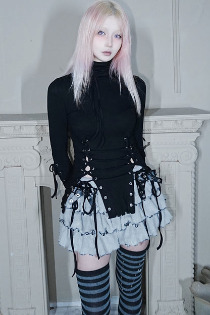 Plush Knit Bow Cake Skirt