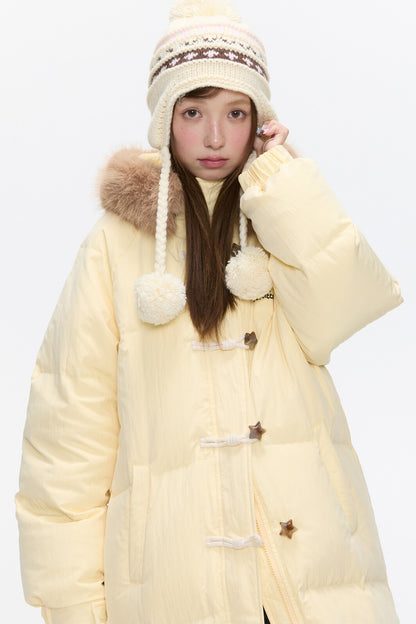 Cream Yellow Horn Button Down Coat