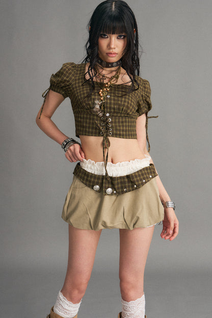 Retro Patchwork Floral Skirt