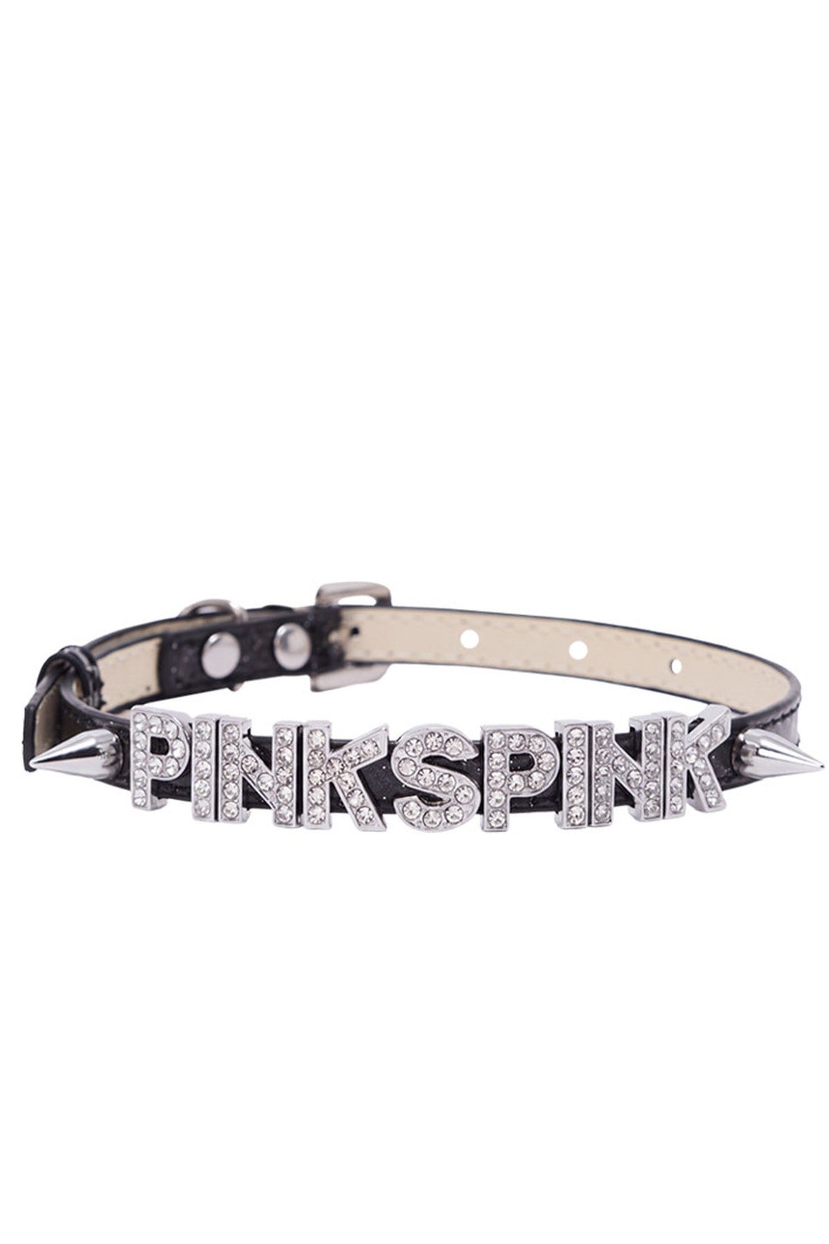 Girocollo con logo, borchie e strass