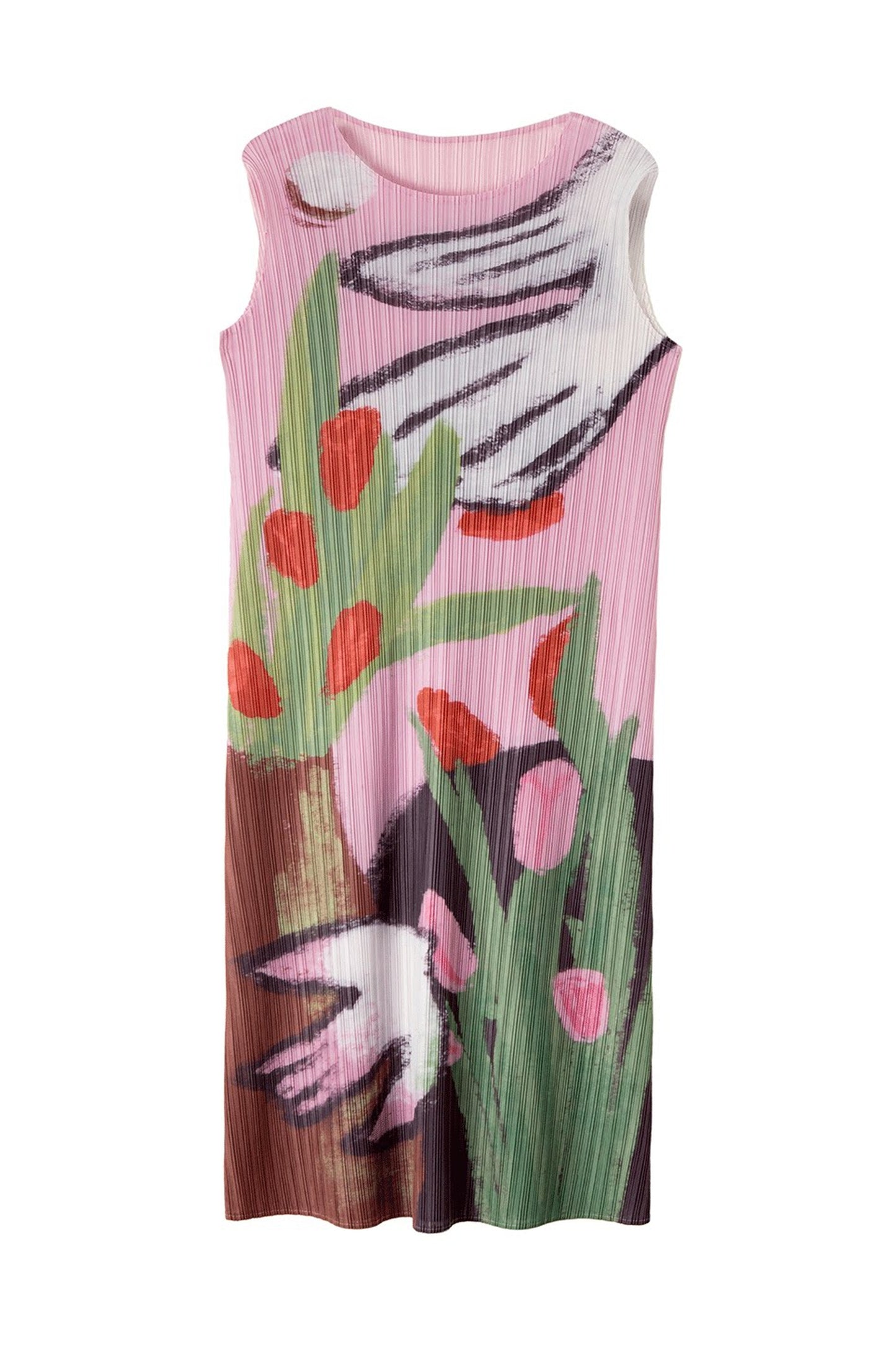 Hand-Painted Pleated Dress