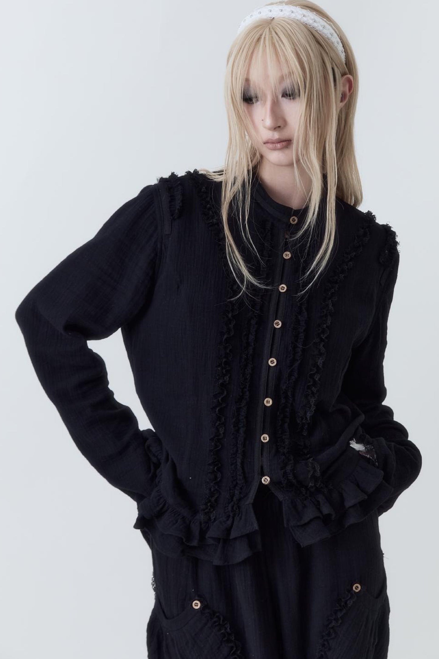 Completo top e pantaloni in cotone ultrasottile stile medievale