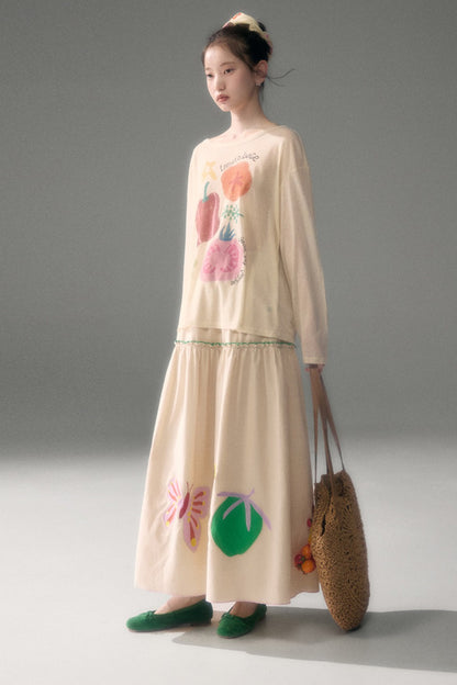 Tencel Butterfly Embroidered Skirt
