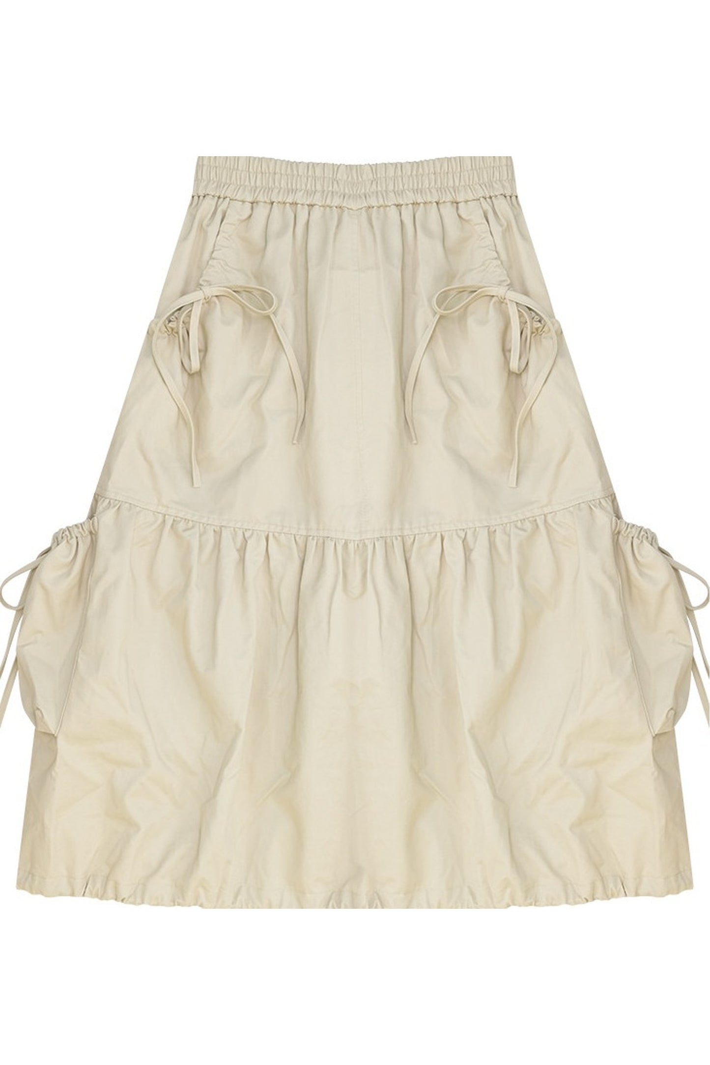 Khaki Slimming Drawstring Skirt