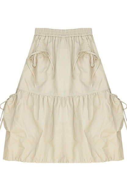 Khaki Slimming Drawstring Skirt