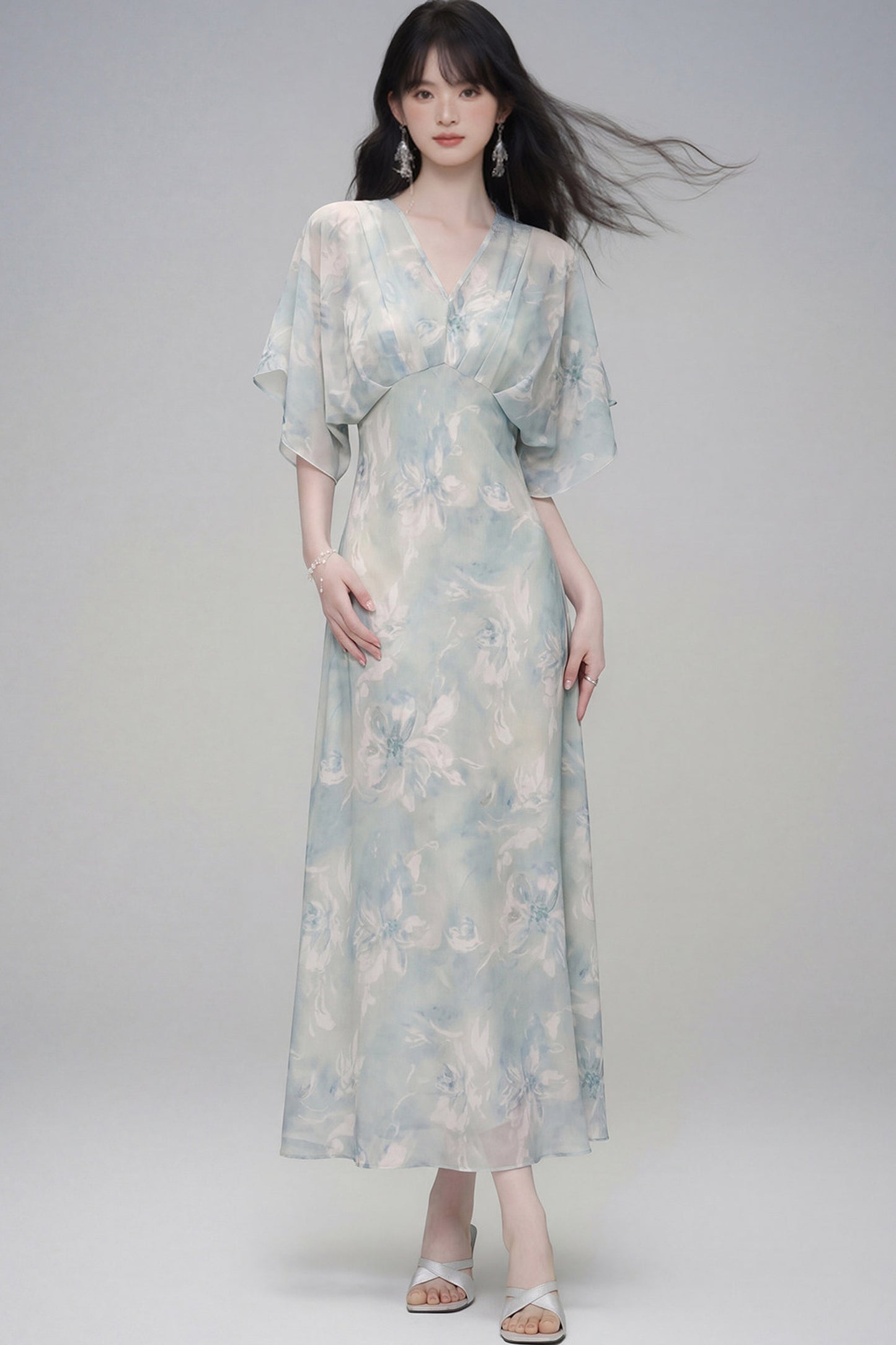 Pink Lotus Gradient Floral Dress