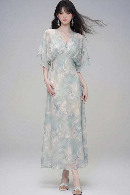 Pink Lotus Gradient Floral Dress