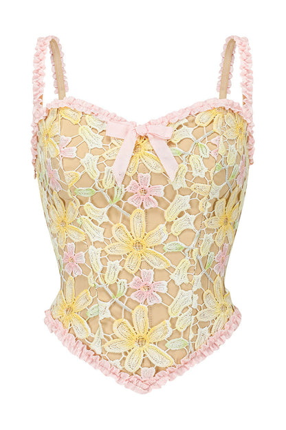 Rainbow Floral Corset Strap Long Dress Set-Up