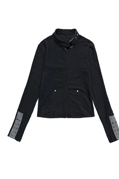 Patchwork Rivet Textured Jacket