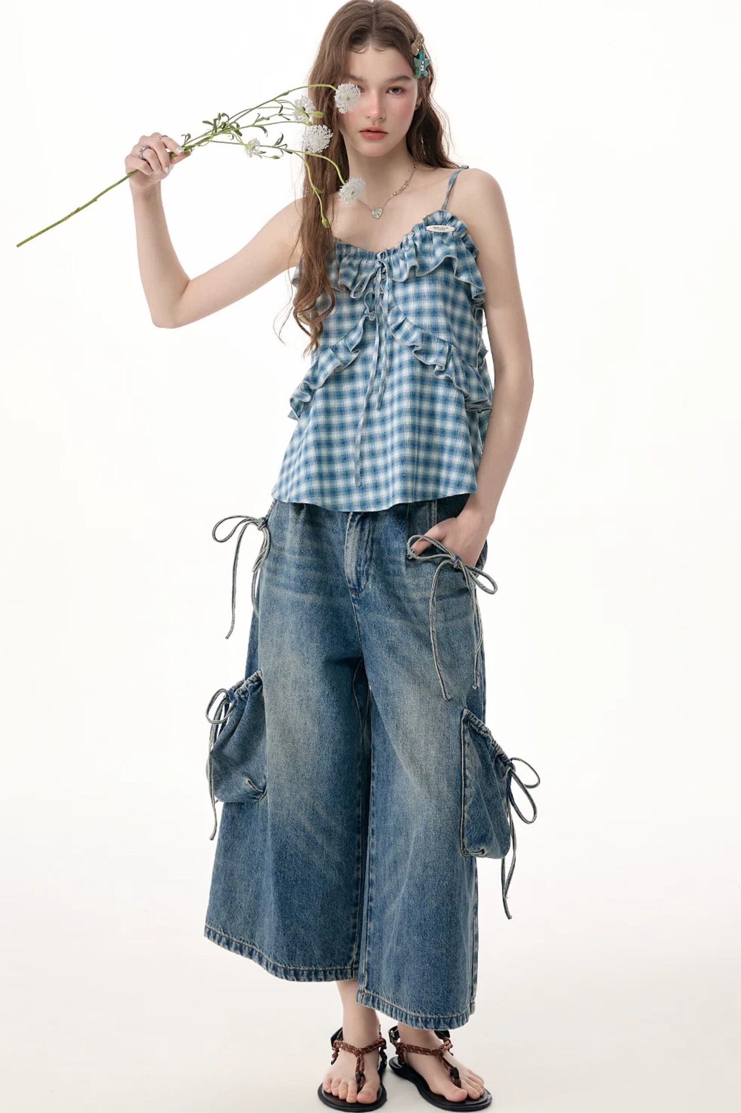 Cargo-Jeans mit weitem Bein