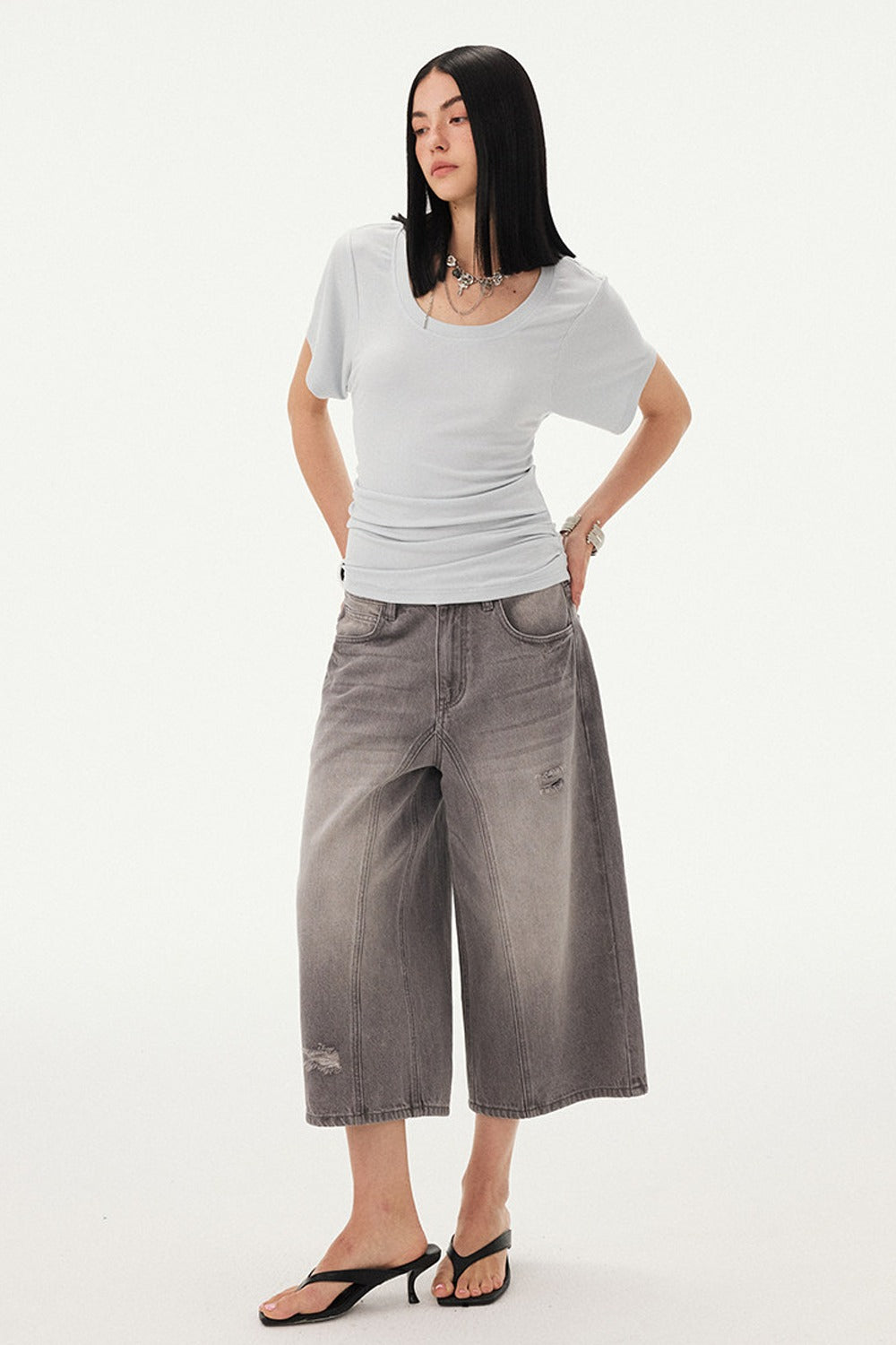 Diddimodau Ruched Waist Knit Blouse