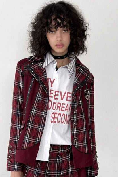 Punk Badge Plaid Jacket