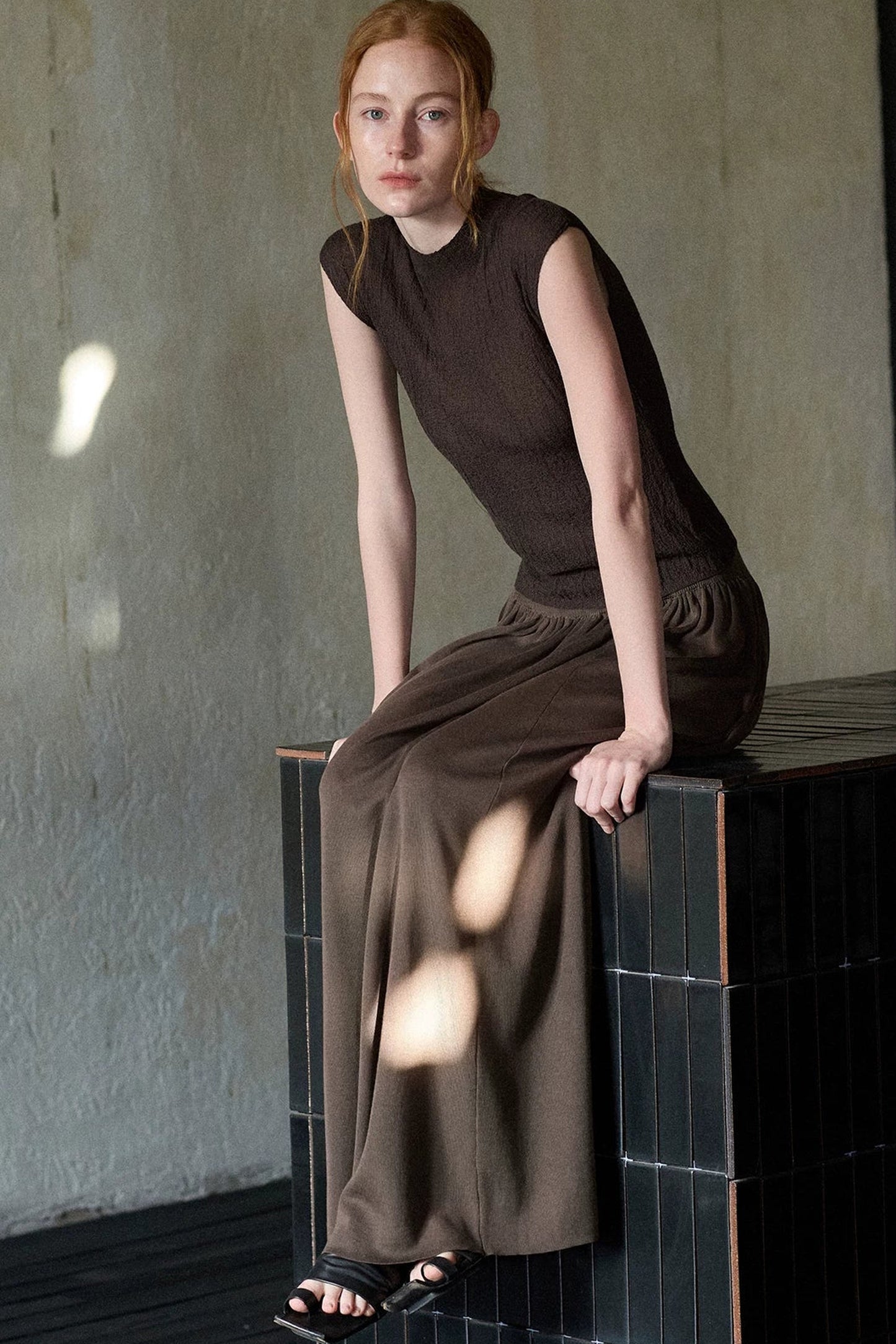 Coffee Tencel Knitted Top