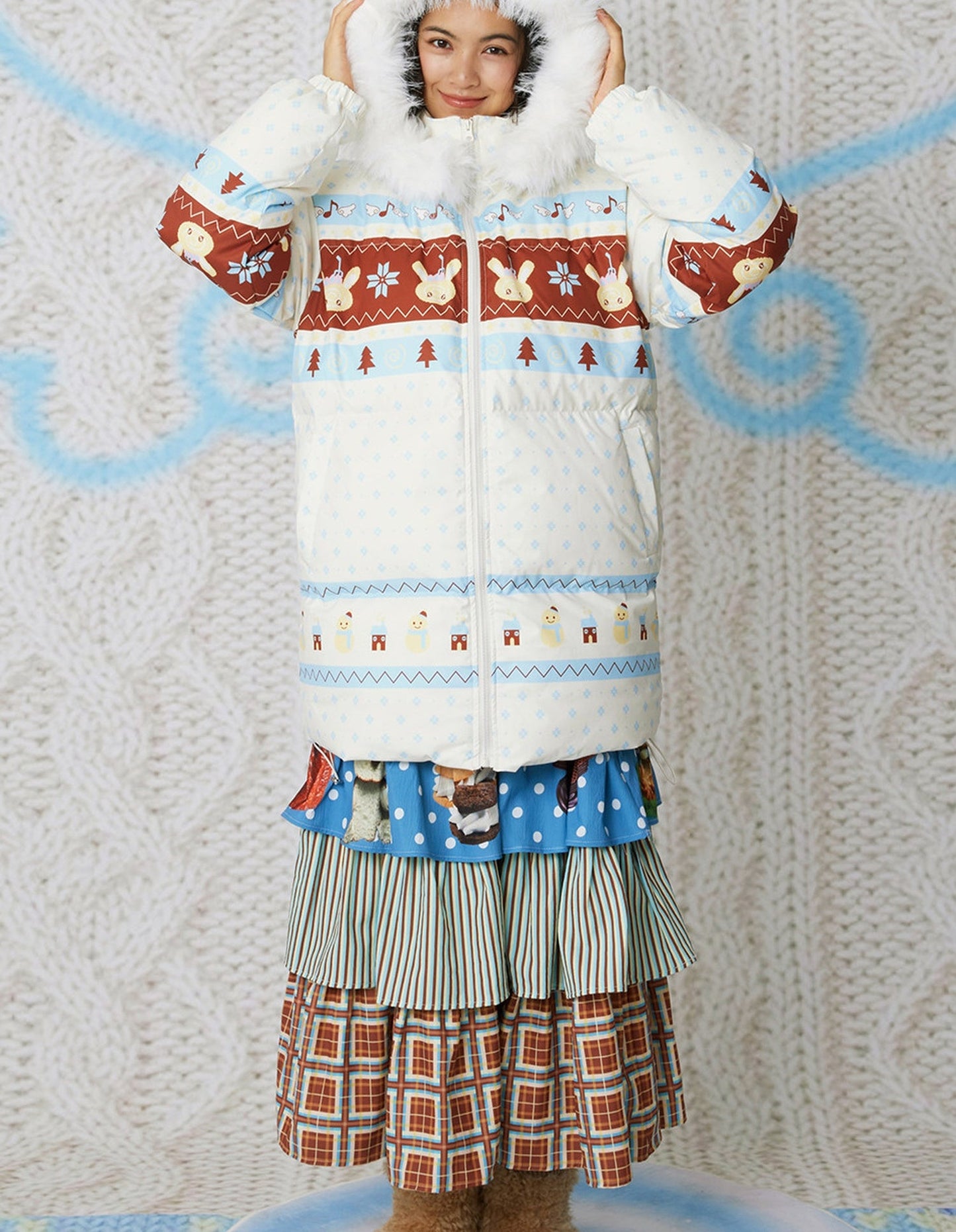 Fair Isle Hooded Down Jacket
