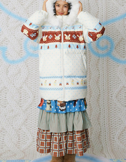 Fair Isle Hooded Down Jacket