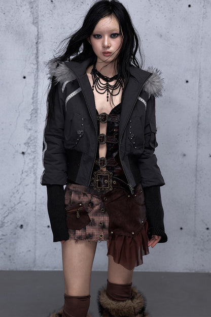Hooded Fur Collar Parka Outer