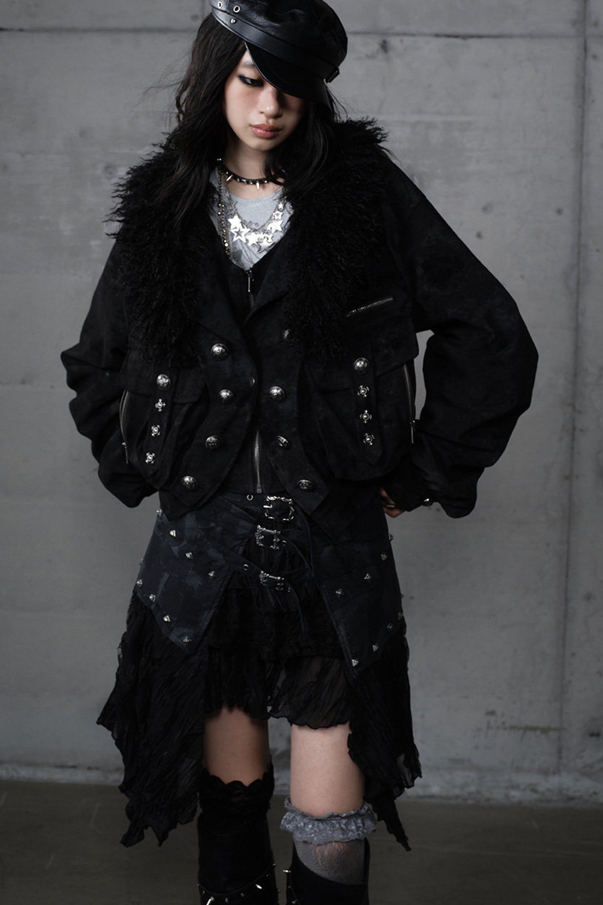 Functional Layered-Look Suede Jacket