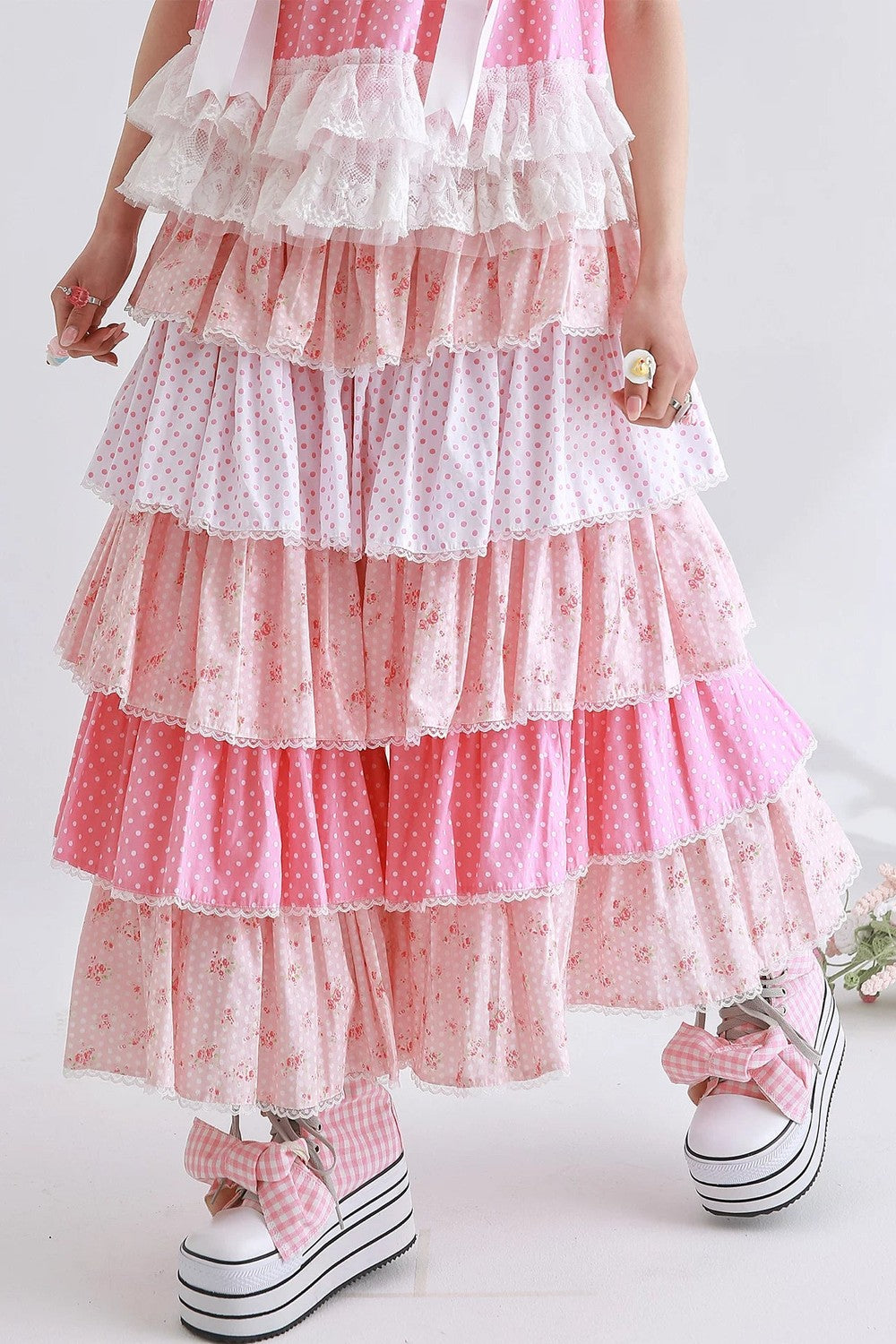 Vintage Pink Polka Dot Skirt Pants