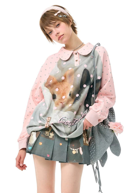 Pink Rabbit Polka Dot Sweatshirt